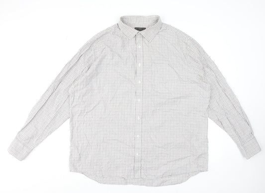 Marks and Spencer Men's Multicoloured Check Long Sleeve Cotton Dress Shirt 47cm Regular Fit