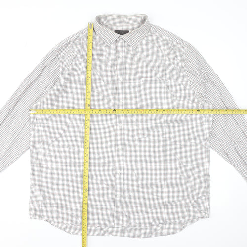 Marks and Spencer Men's Multicoloured Check Long Sleeve Cotton Dress Shirt 47cm Regular Fit