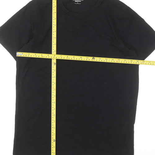 Jack & Jones Men’s Black Cotton Elastane Crew Neck T-Shirt L