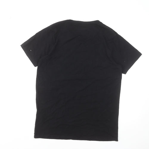 Jack & Jones Men’s Black Cotton Elastane Crew Neck T-Shirt L