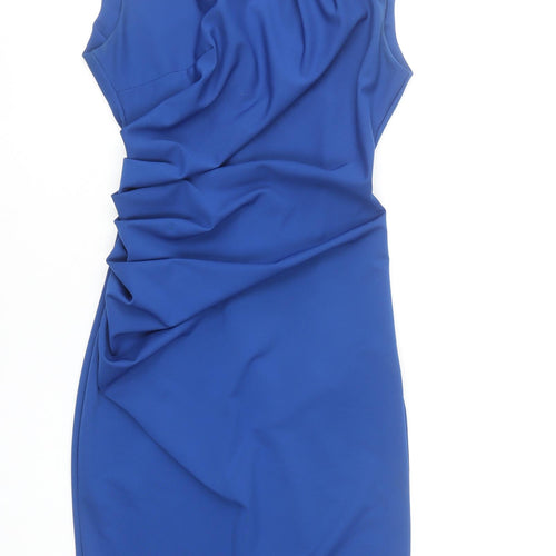 Rinascimento Women's Blue Bodycon Knee Length Sleeveless Dress S