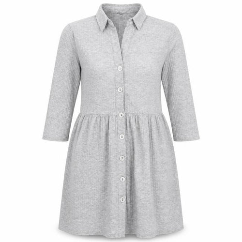 New Look Women Grey UK 12 Collared Button Shirt Dress
