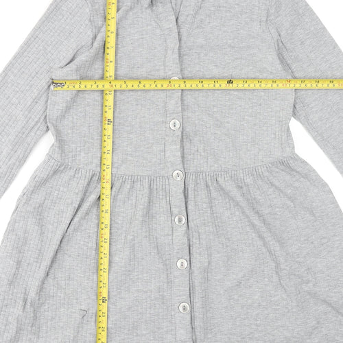 New Look Women Grey UK 12 Collared Button Shirt Dress