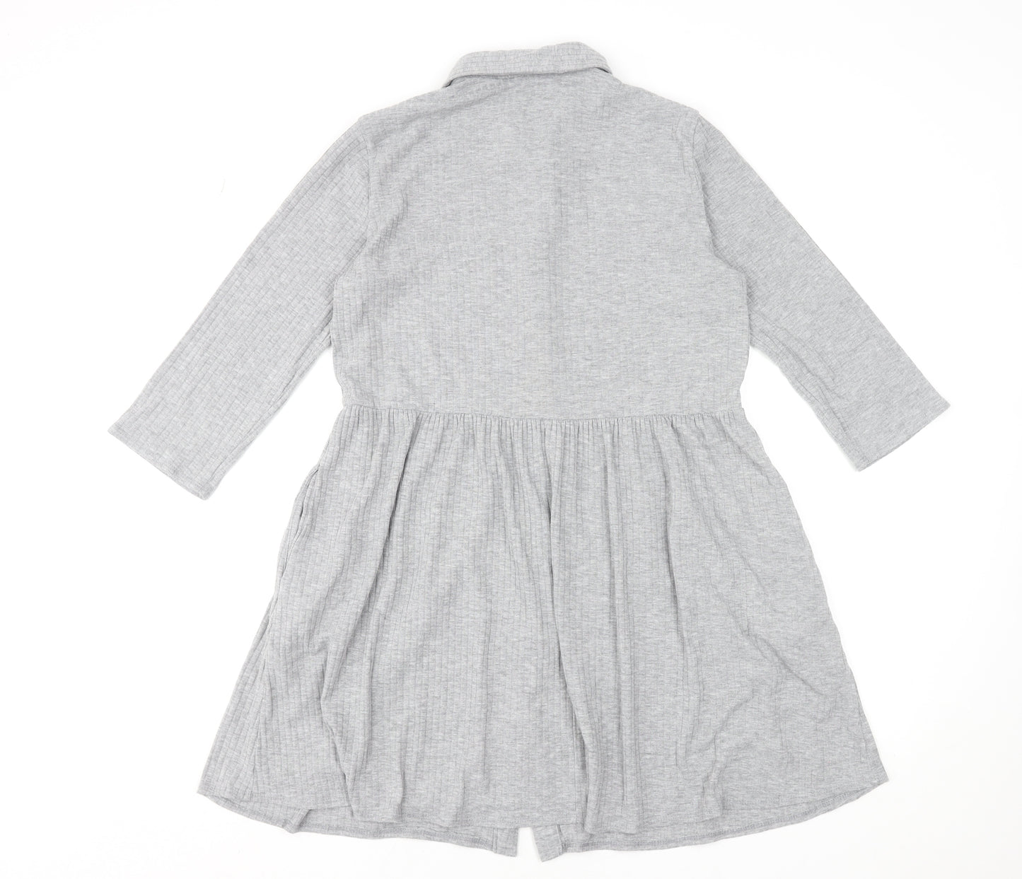 New Look Women Grey UK 12 Collared Button Shirt Dress