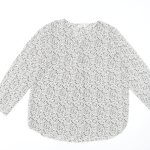 Gallery Women's White Animal Print Long Sleeve Blouse Size 18