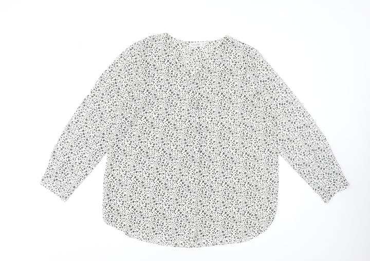 Gallery Women's White Animal Print Long Sleeve Blouse Size 18