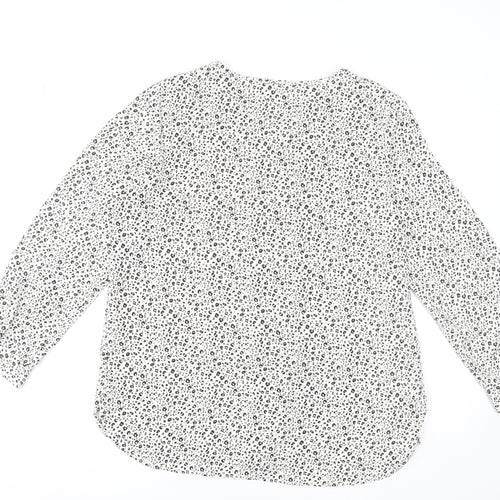 Gallery Women's White Animal Print Long Sleeve Blouse Size 18