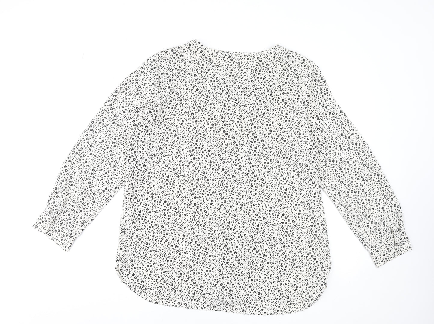Gallery Women's White Animal Print Long Sleeve Blouse Size 18