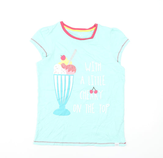 Harry Bear Girls Blue Cherry Print Cotton T-Shirt 10-11 Years
