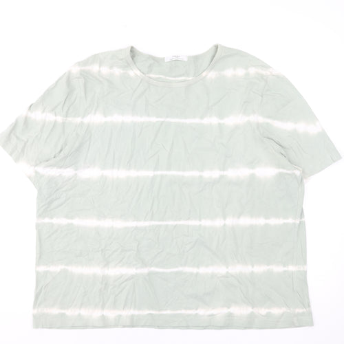 Marks & Spencer Women’s Green Striped Cotton T-Shirt UK 20