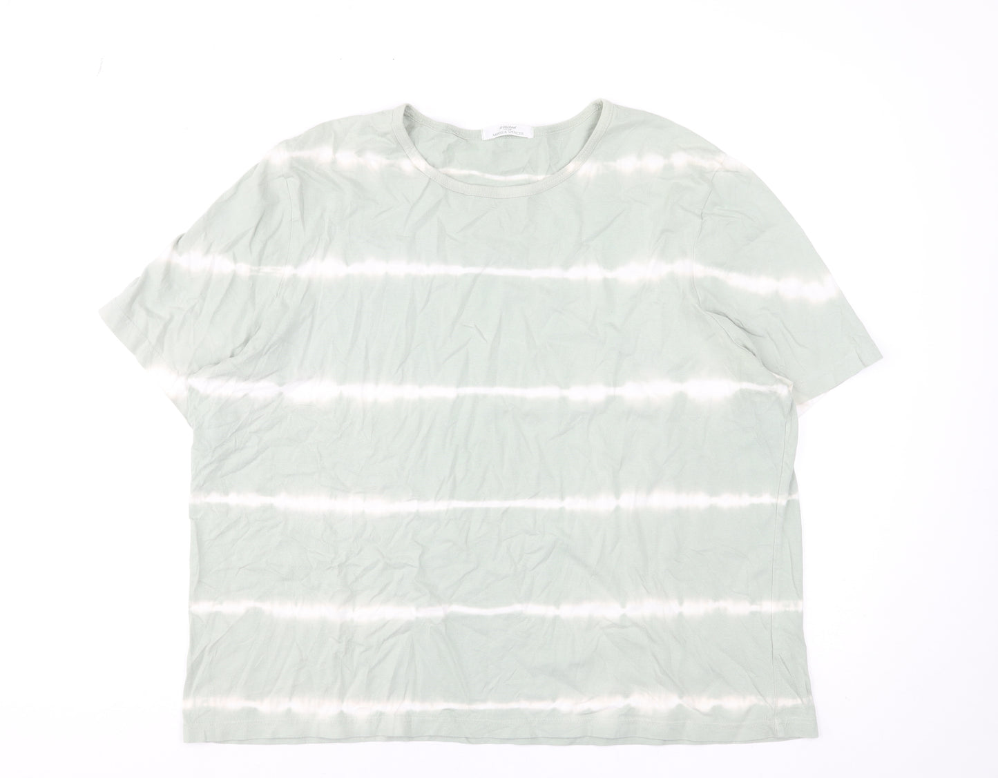 Marks & Spencer Women’s Green Striped Cotton T-Shirt UK 20