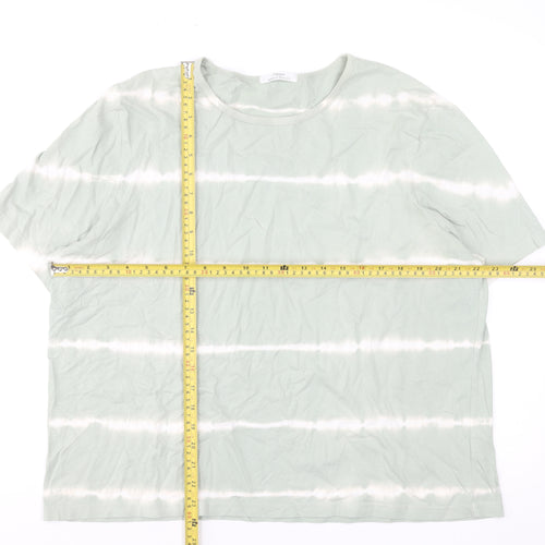 Marks & Spencer Women’s Green Striped Cotton T-Shirt UK 20