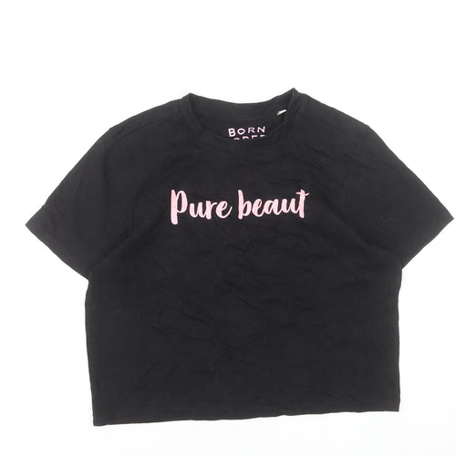 Born & Bred Womens Black Pure Beaut Cropped T-Shirt XS