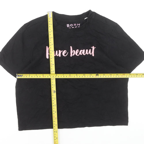Born & Bred Womens Black Pure Beaut Cropped T-Shirt XS
