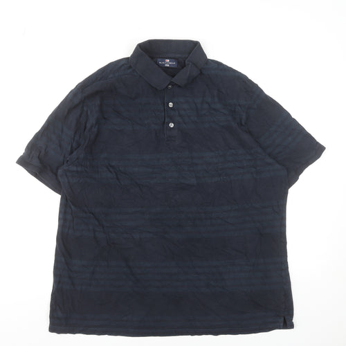 Marks and Spencer Blue Harbour Men's Blue Striped Polo Shirt Size L