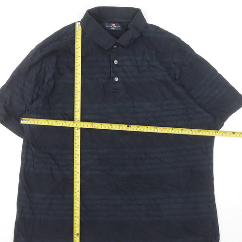 Marks and Spencer Blue Harbour Men's Blue Striped Polo Shirt Size L