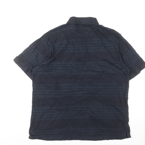 Marks and Spencer Blue Harbour Men's Blue Striped Polo Shirt Size L