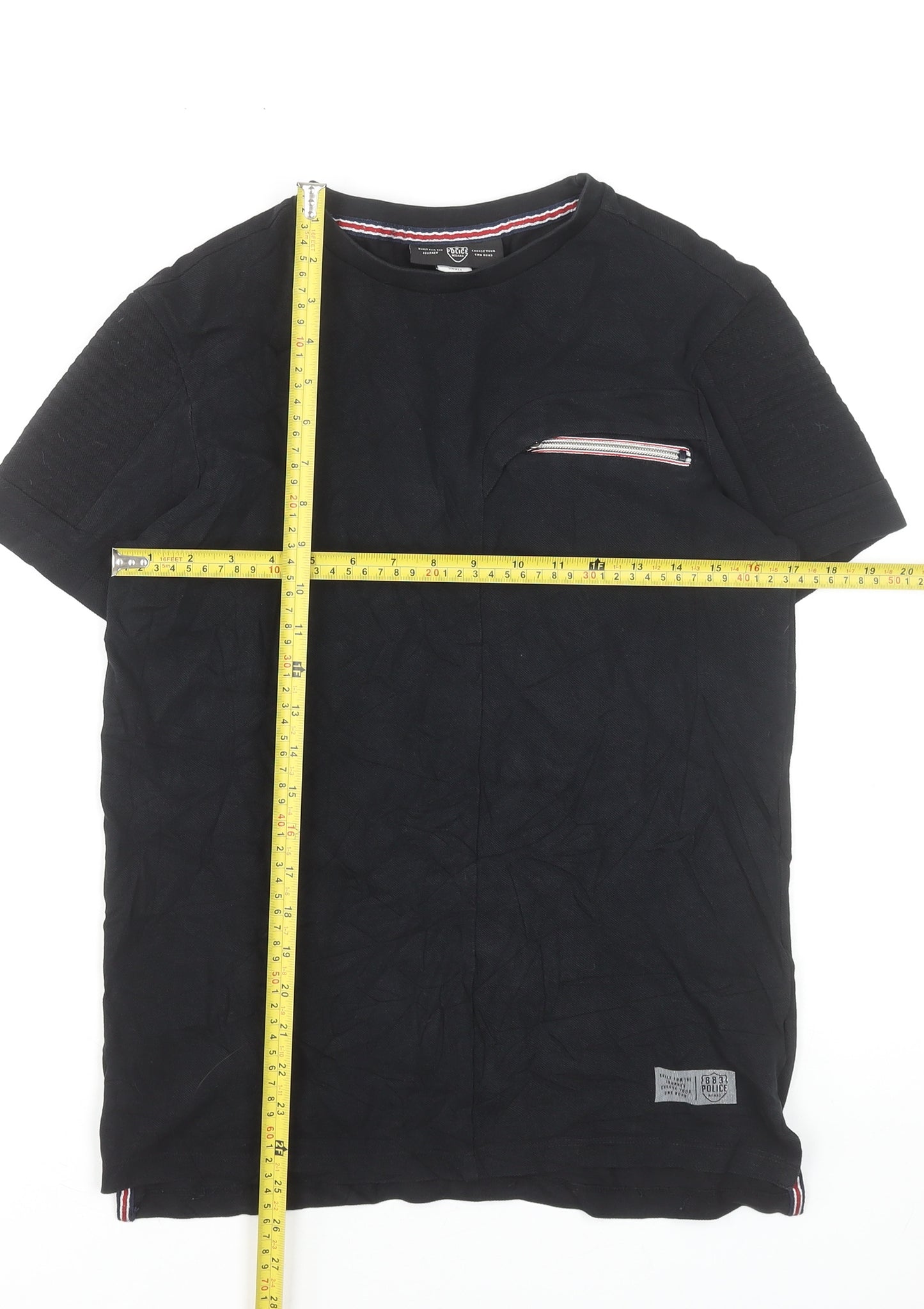883 Police Men's Black Slim Fit Cotton Short Sleeve T-Shirt Size S