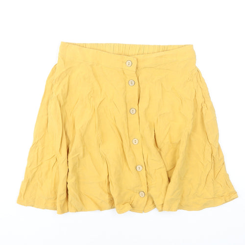 New Look Women’s Yellow A-Line Short Button Skirt UK 10