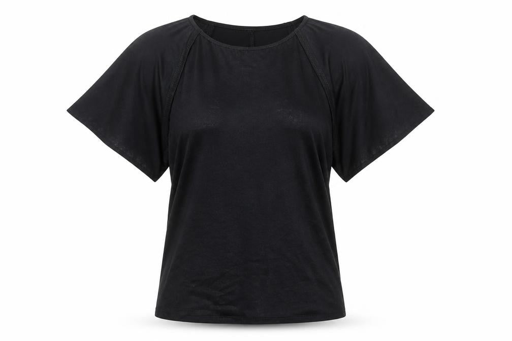 Front view of Next Women's Black Raglan Short Sleeve Basic T-Shirt, size 10