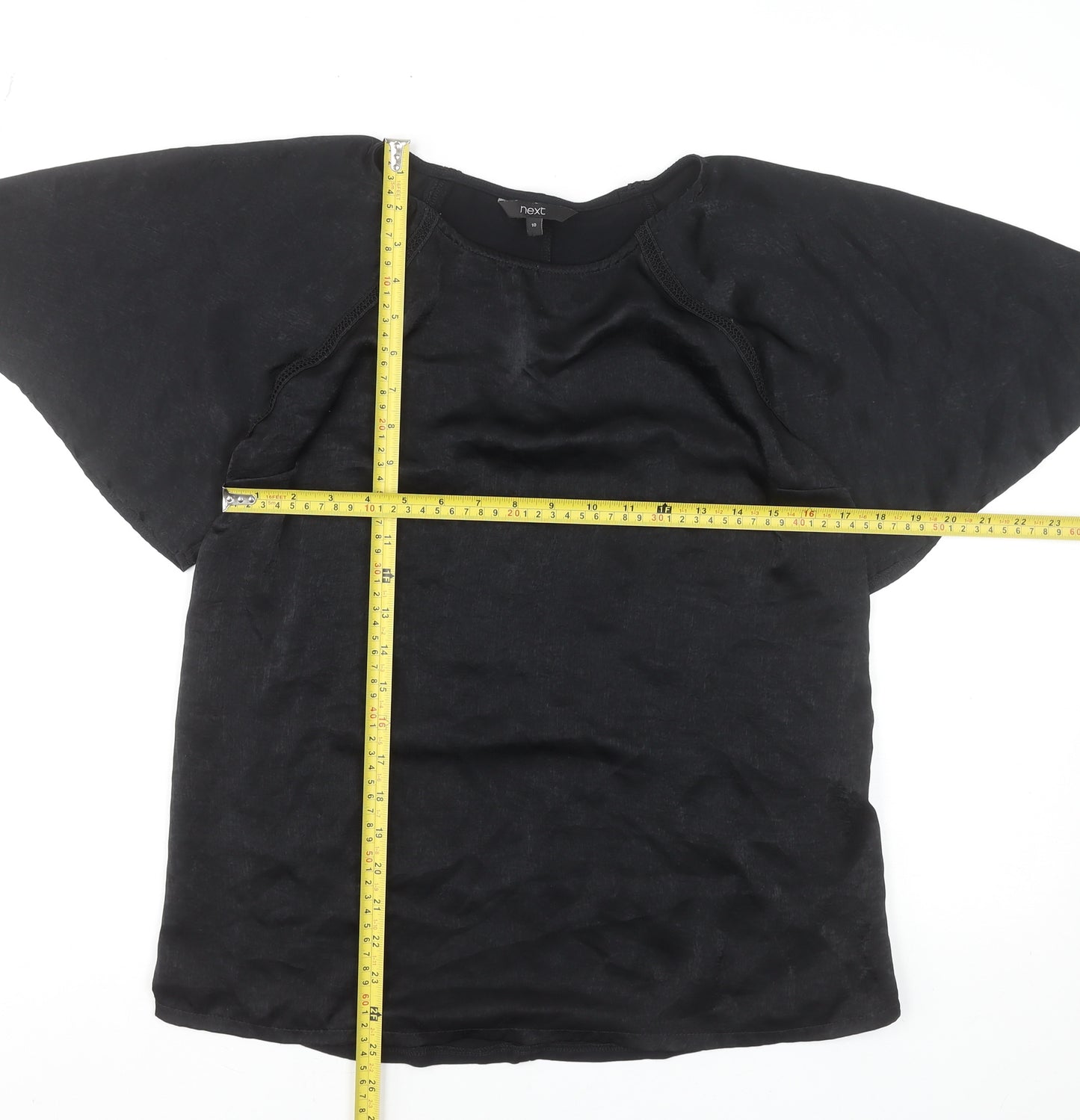 Next Women's Black Raglan Short Sleeve Basic T-Shirt Size 10