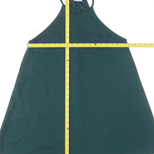 Zara Women Green Halter A-Line Sleeveless Short Dress S
