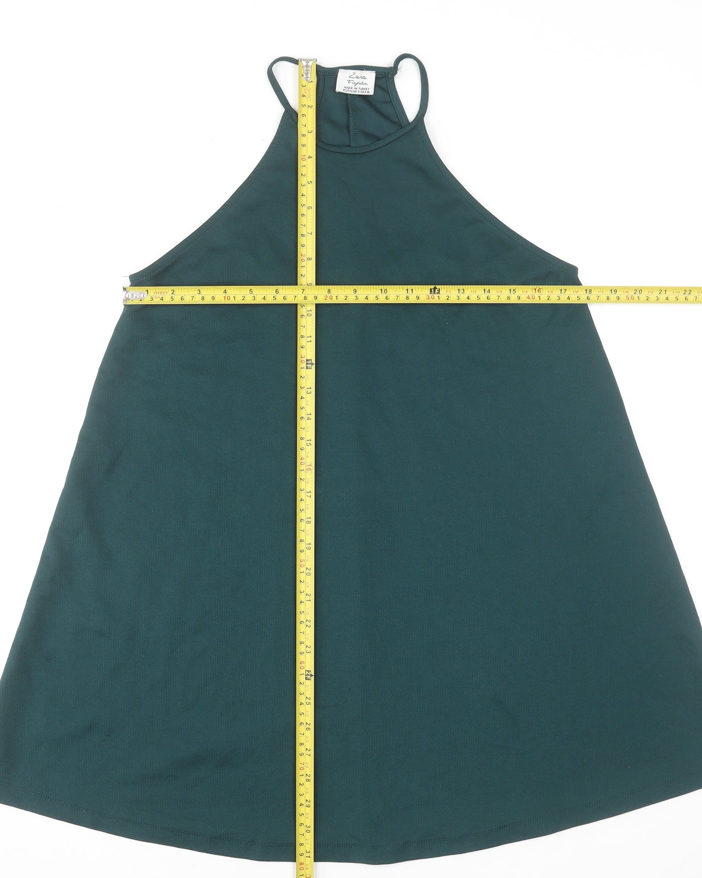 Zara Women Green Halter A-Line Sleeveless Short Dress S