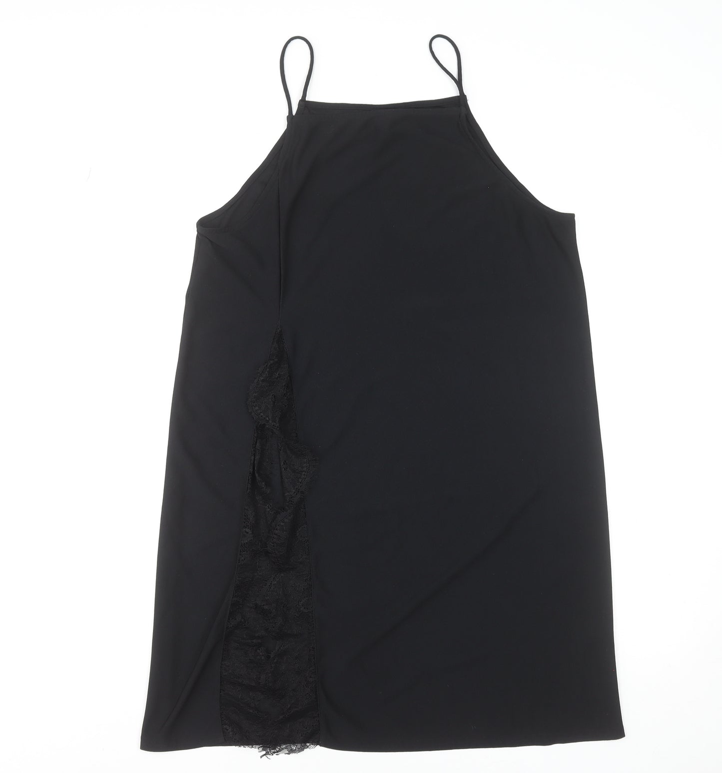 ASOS Women’s Black Size 14 Slip Dress with Lace Detail
