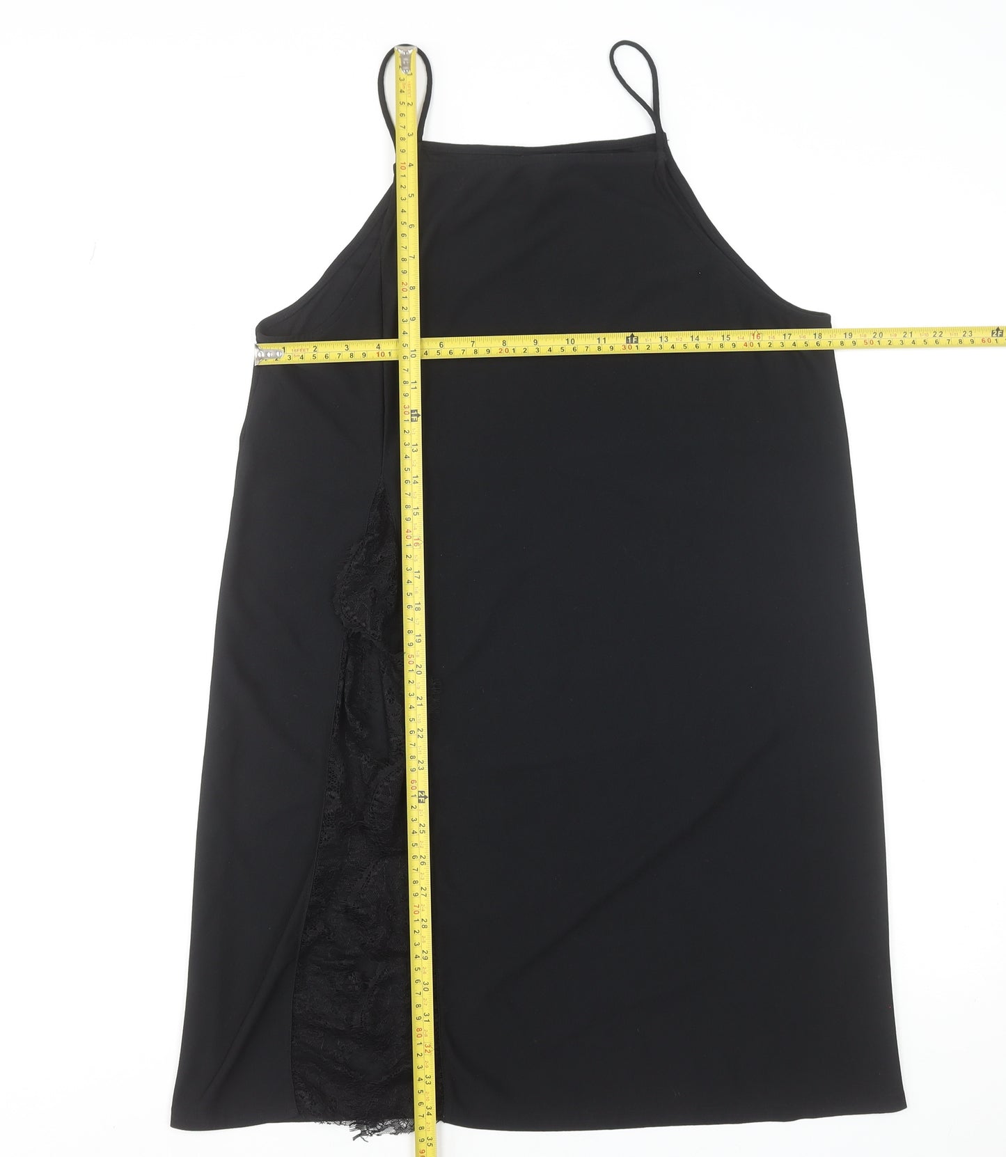 ASOS Women’s Black Size 14 Slip Dress with Lace Detail