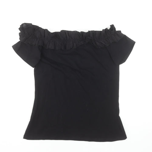 Dorothy Perkins Women’s Black Off Shoulder Ruffle Beaded Blouse Size 8