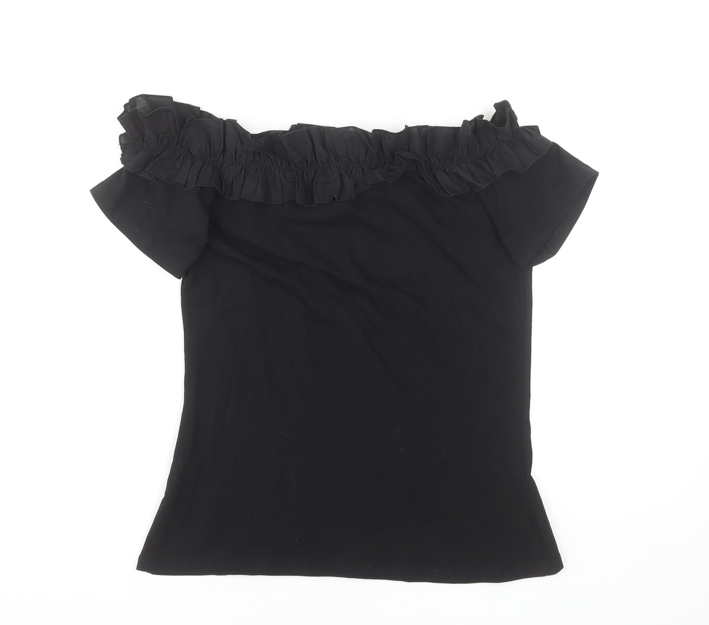 Dorothy Perkins Women’s Black Off Shoulder Ruffle Beaded Blouse Size 8