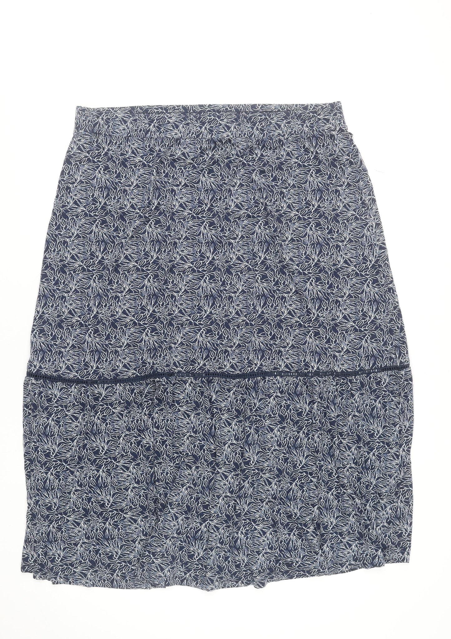 Autonomy Womens Blue Floral A-Line Viscose Skirt Size L