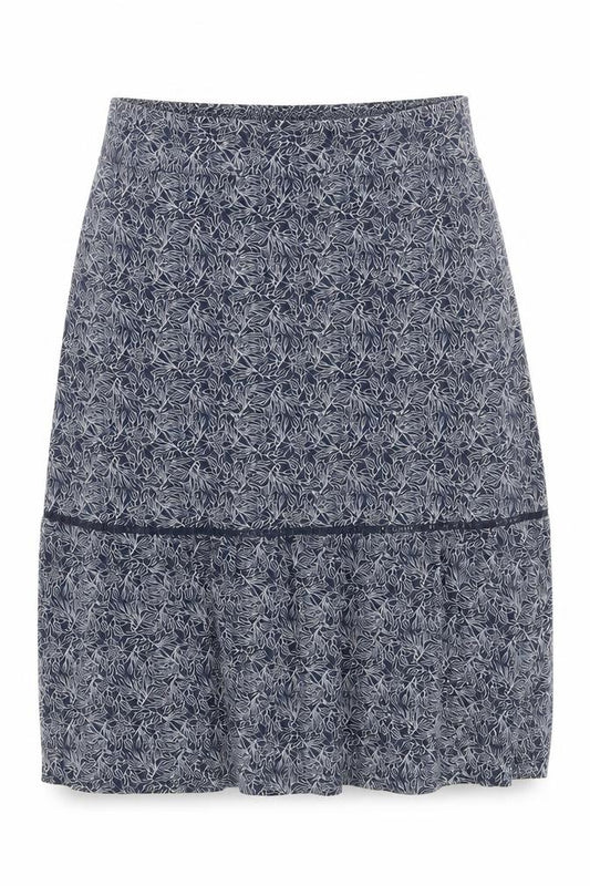 Front view of Autonomy women’s blue floral a-line viscose skirt, size L