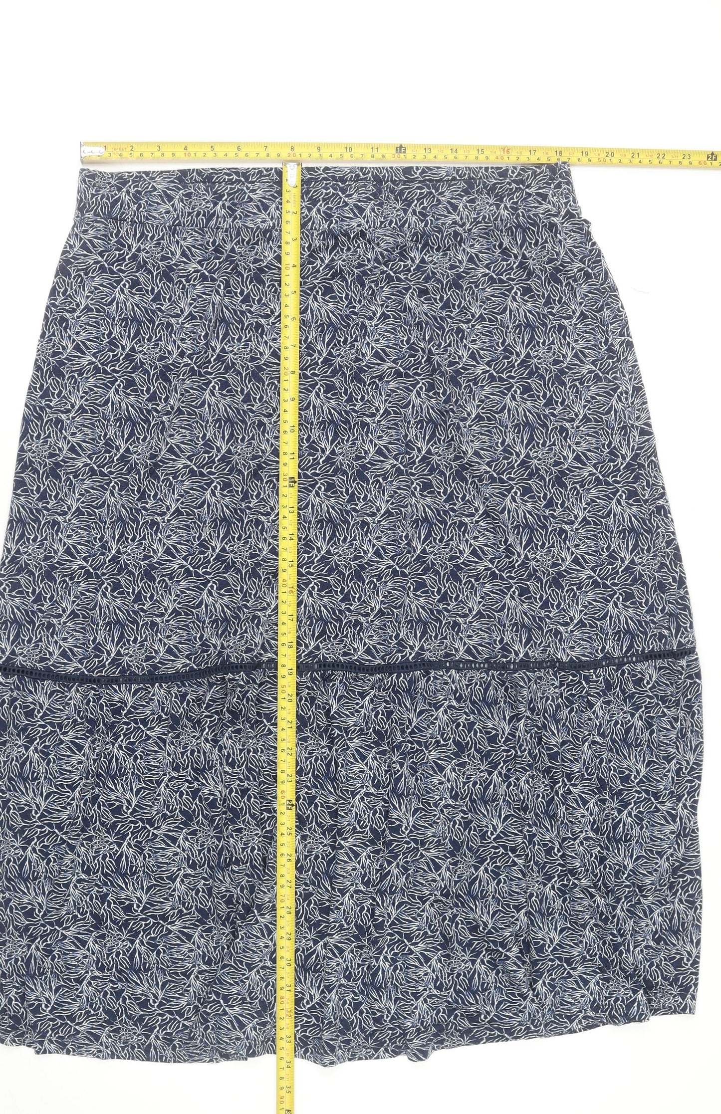 Autonomy Womens Blue Floral A-Line Viscose Skirt Size L