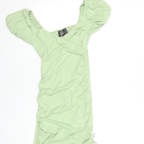 Parallel Lines Women Green Size 6 Bodycon Short Puff Sleeve Dress