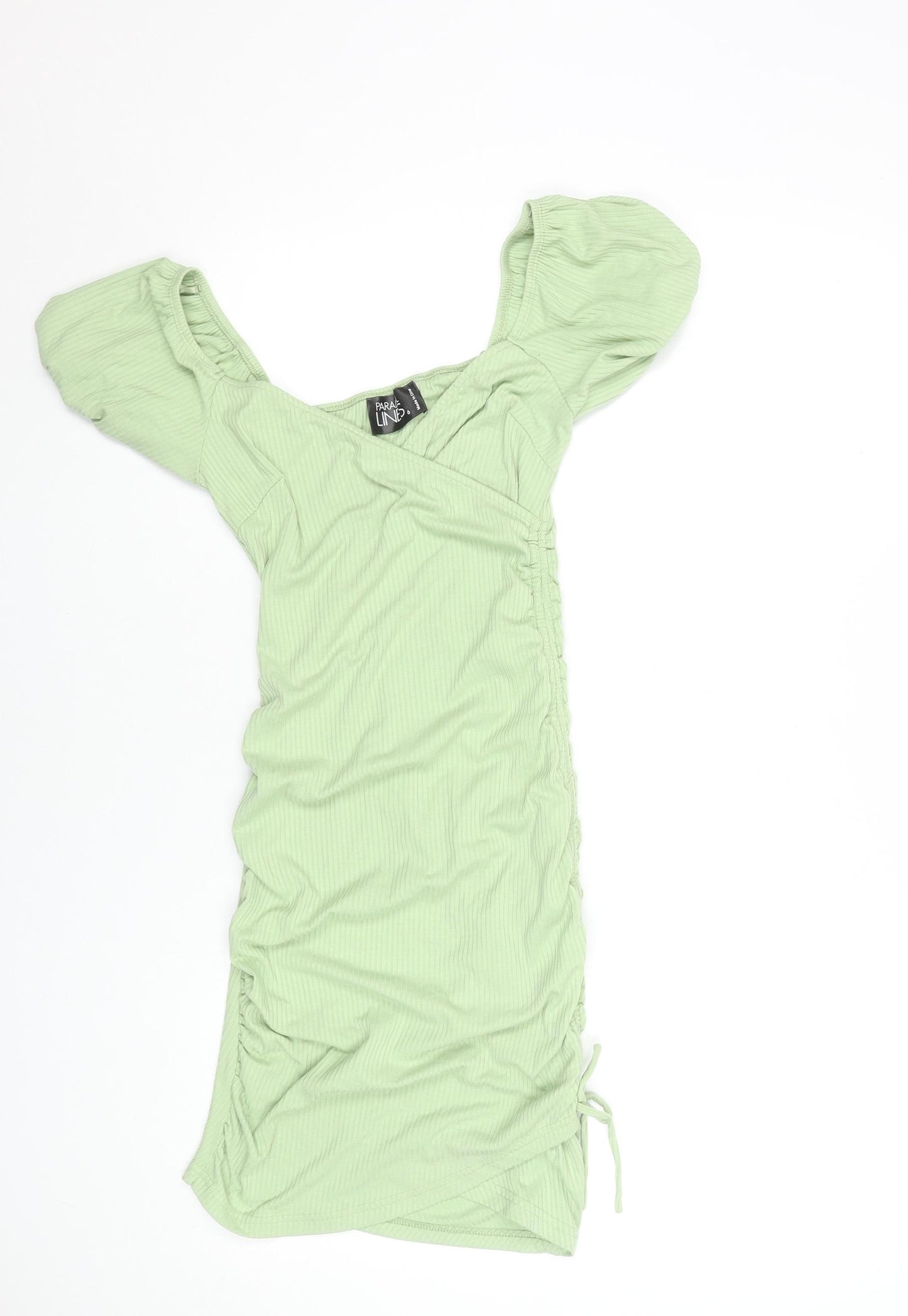 Parallel Lines Women Green Size 6 Bodycon Short Puff Sleeve Dress