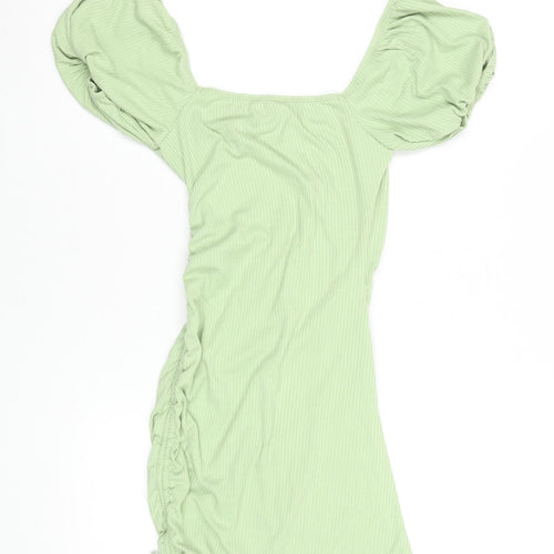 Parallel Lines Women Green Size 6 Bodycon Short Puff Sleeve Dress