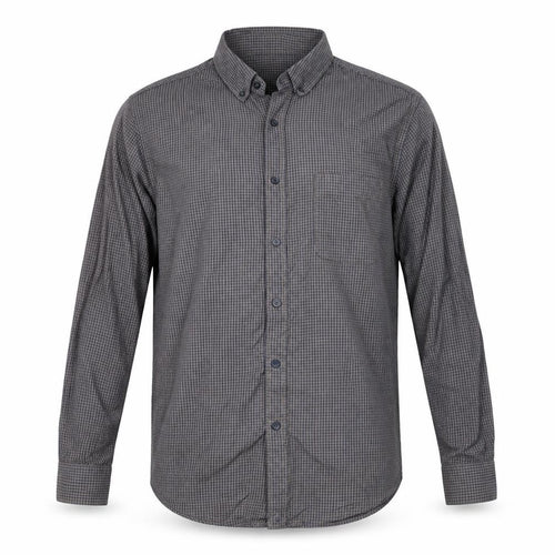 Dunnes Stores Men's Brown Check Long Sleeve Cotton Button-Up Shirt L Regular Fit