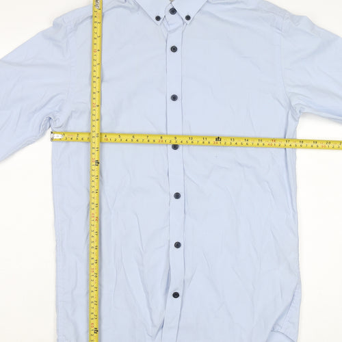 Men’s Blue Button-Down Formal Dress Shirt Size S 38cm Cotton Blend
