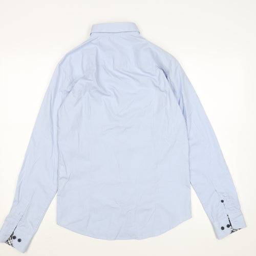 Men’s Blue Button-Down Formal Dress Shirt Size S 38cm Cotton Blend