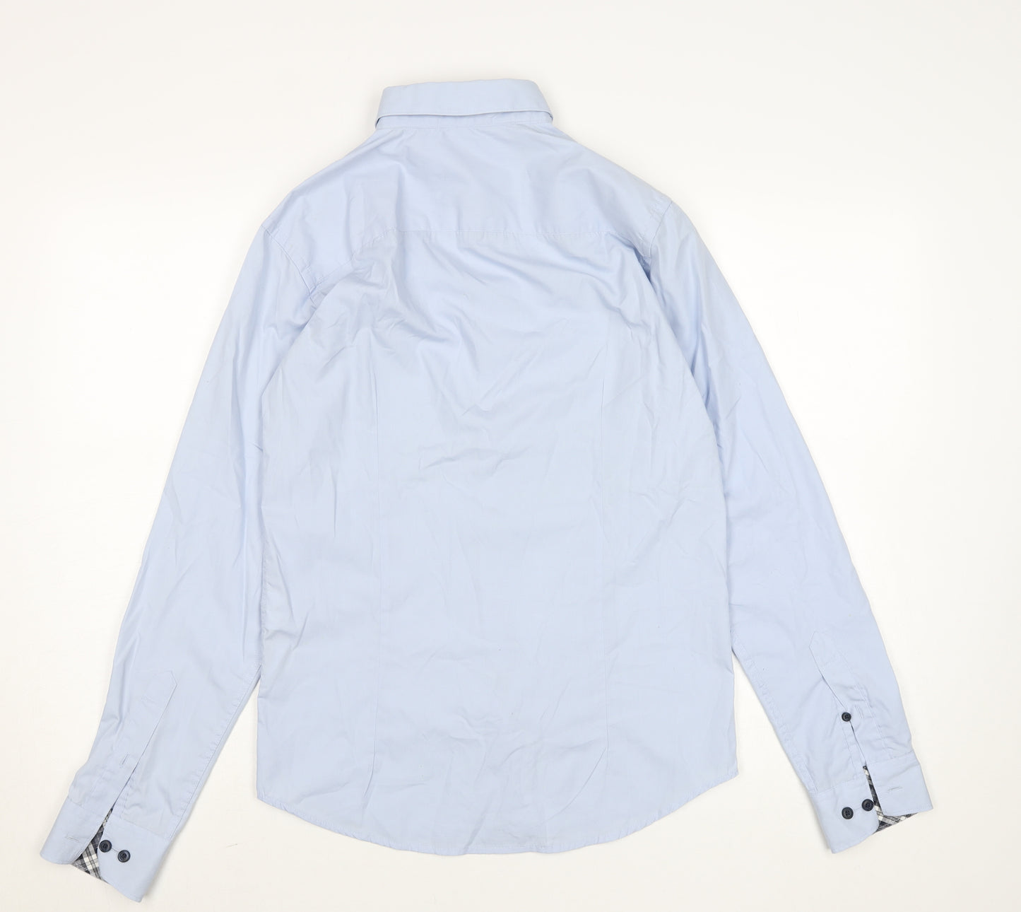 Men’s Blue Button-Down Formal Dress Shirt Size S 38cm Cotton Blend