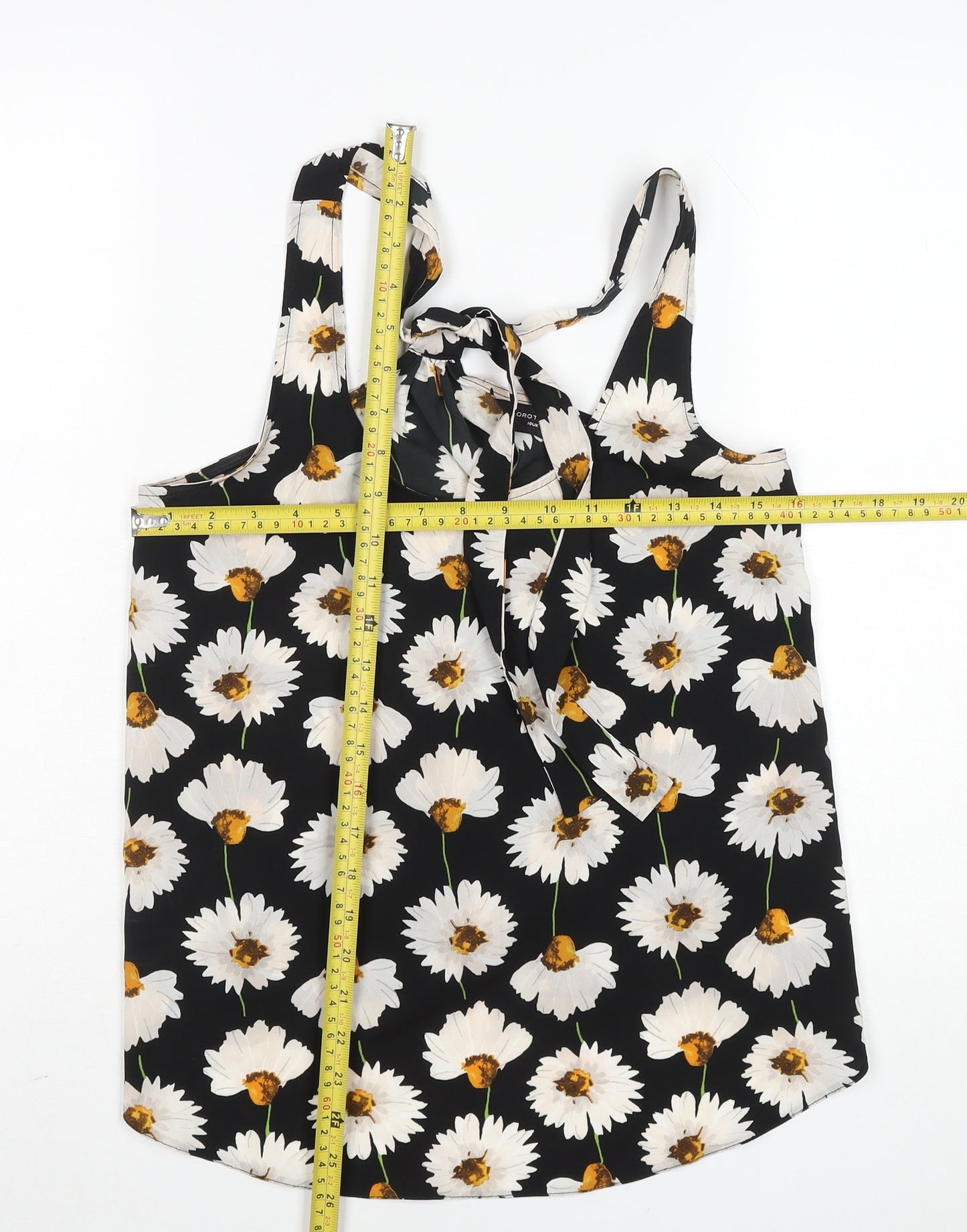 Dorothy Perkins Women Black Floral Halter Camisole Top Size 10