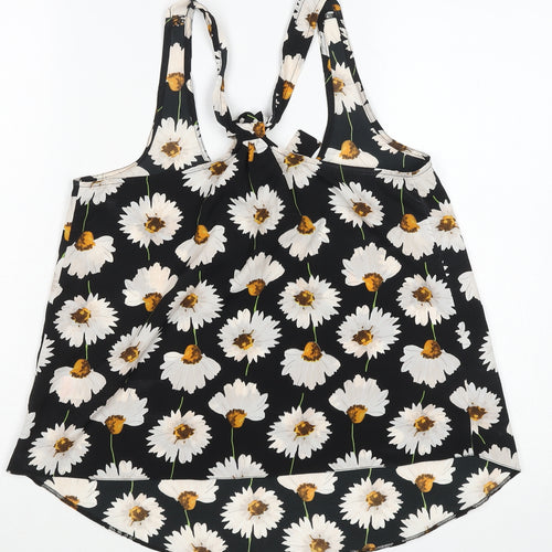 Dorothy Perkins Women Black Floral Halter Camisole Top Size 10