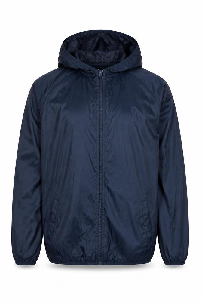 Front view of Dunnes Men's Blue S Lightweight Hooded Windbreaker Jacket