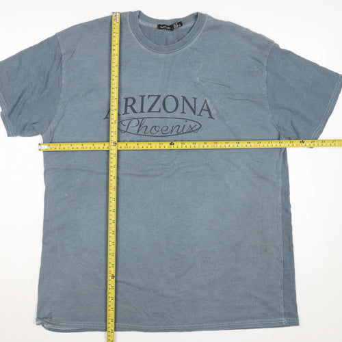 Boohoo Women's Blue Arizona Print Cotton T-Shirt Size 12
