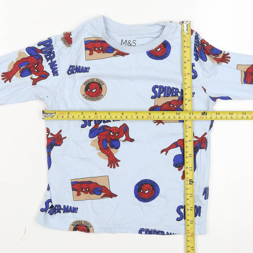 Marks and Spencer Boys Blue Spider-Man Long Sleeve Pyjama Top 5-6 Years