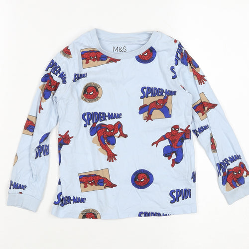 Marks and Spencer Boys Blue Spider-Man Long Sleeve Pyjama Top 5-6 Years