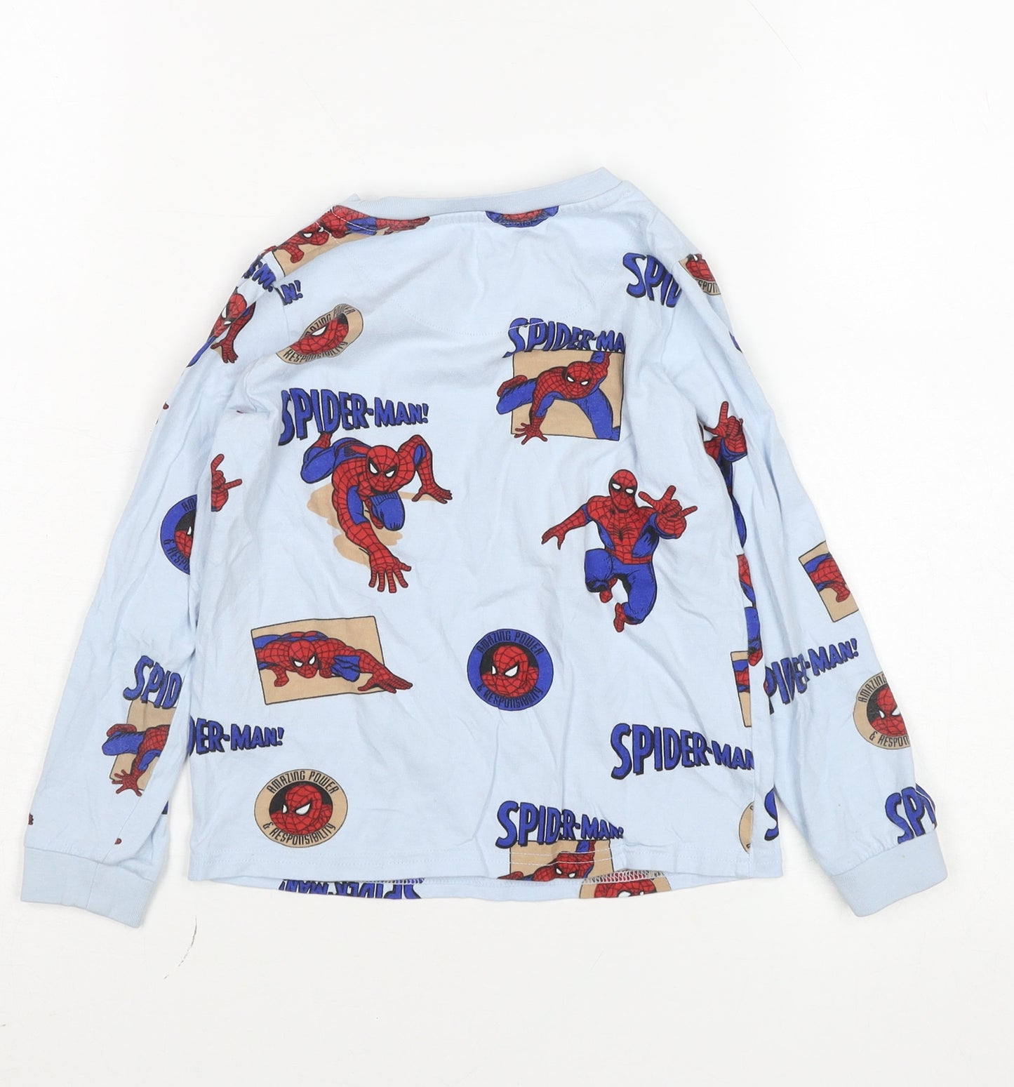Marks and Spencer Boys Blue Spider-Man Long Sleeve Pyjama Top 5-6 Years