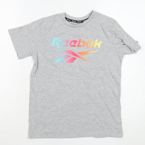 Reebok Girls Grey Logo T-Shirt 11-12 Years Lightweight Cotton Blend