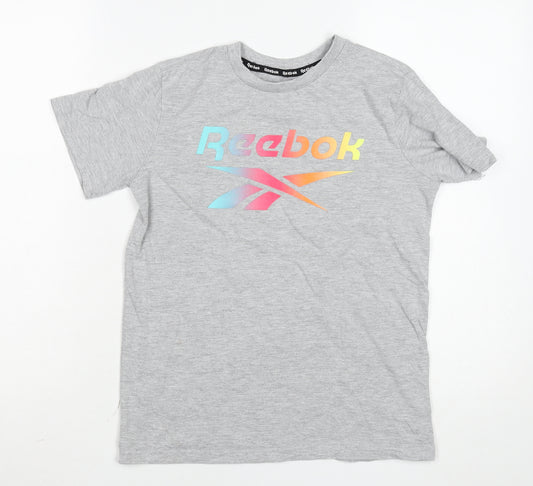 Reebok Girls Grey Logo T-Shirt 11-12 Years Lightweight Cotton Blend